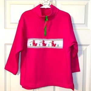 Kelly’s Kid girls 5/6 pink pullover sweatshirt jacket with smocked pink poodles